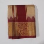 Beige (TUSSUR)Color Karishma Soft Silk 7 Inch Border Fine Quality Dhoti