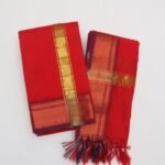 Kalyani Zari Set Dhoti (Chili Pepper)