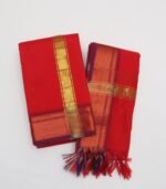 Kalyani Zari Set Dhoti (Chili Pepper)